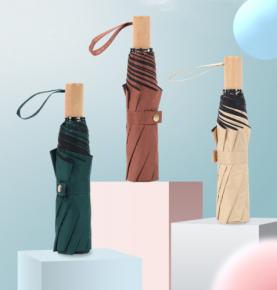 Custom Summer Wooden 3 Folding Umbrella